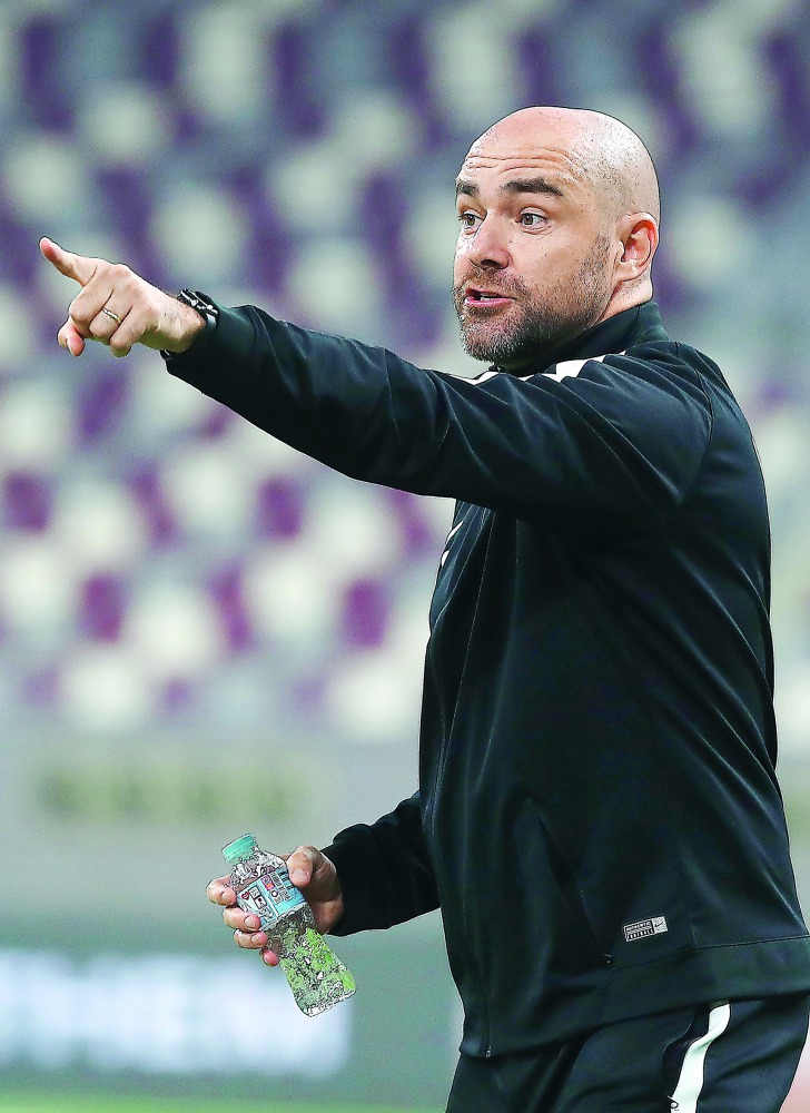 Qatar’s Spanish head coach Felix Sanchez gestures during the friendly football match against China at the Khalifa International Stadium in Doha on Friday.