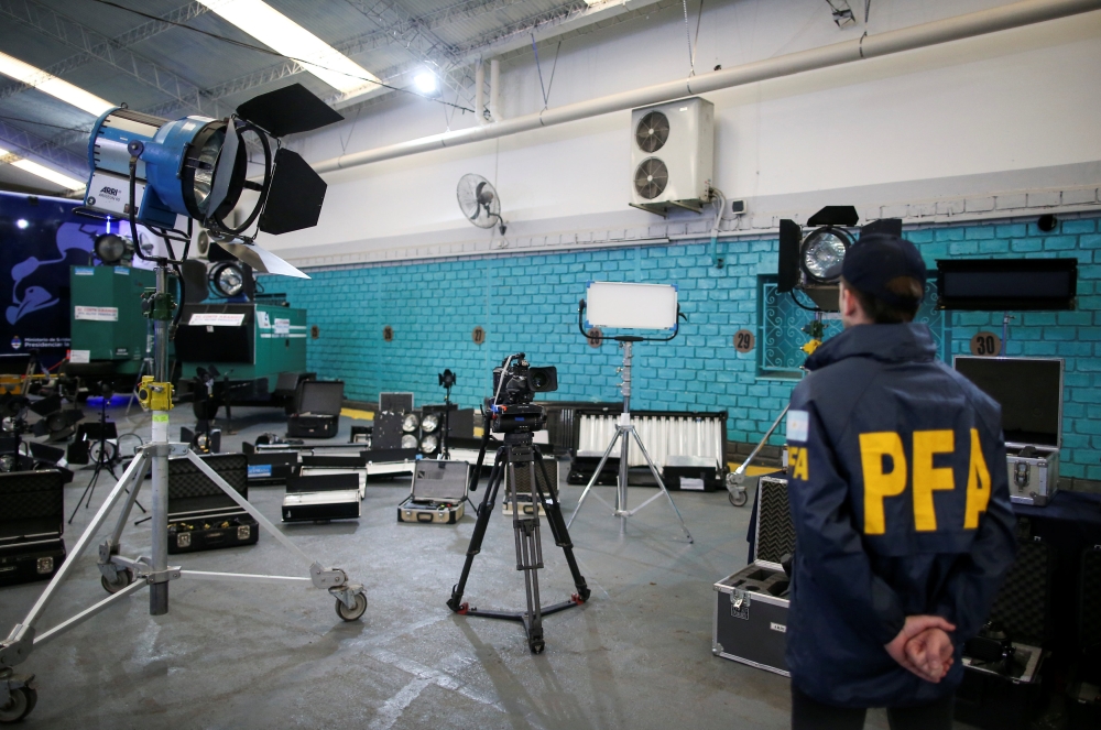 Seized film equipment is shown after police dismantled a criminal band accused of selling millions of dollars of equipment stolen from Hollywood studios, in Buenos Aires, Argentina September 14, 2018. Reuters/Agustin Marcarian