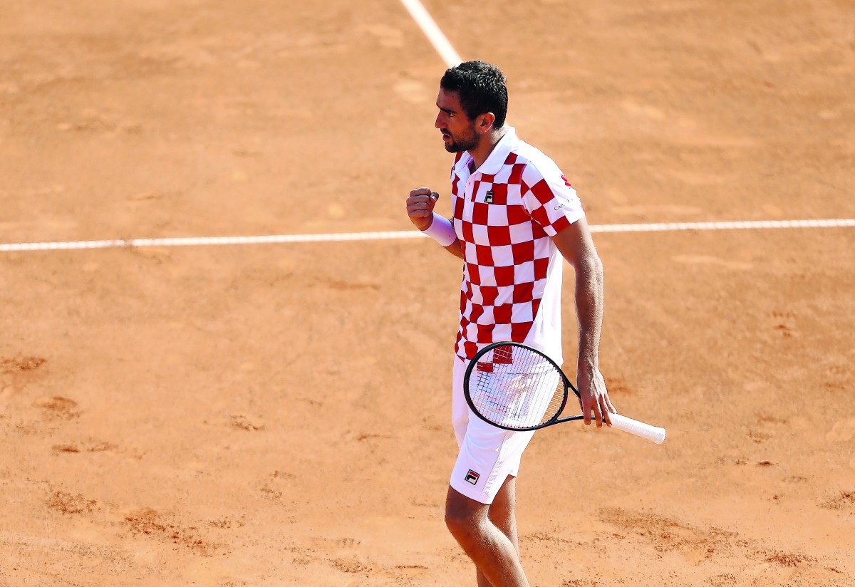 Croatia's Marin Cilic reacts during his match against Frances Tiafoe of the US. Reuters/Antonio Bronic 