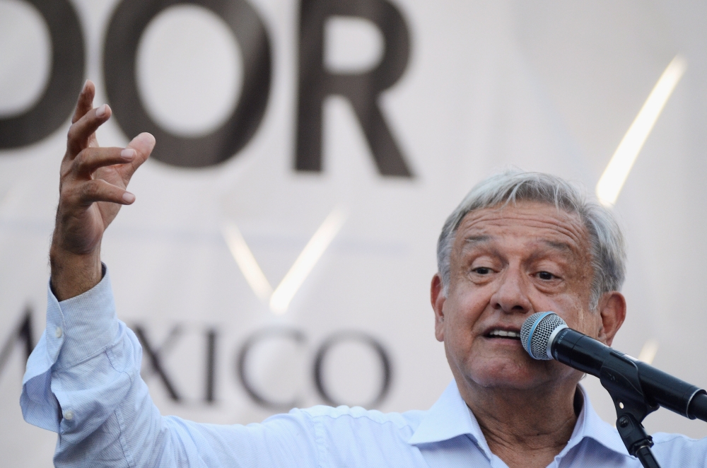 Mexico's President-elect Andres Manuel Lopez Obrador speaks during a rally as part of a tour to thank supporters for his landslide victory in the July 1 election, in Mexicali, in Baja California state, Mexico September 20, 2018. REUTERS/Cristian Torres
