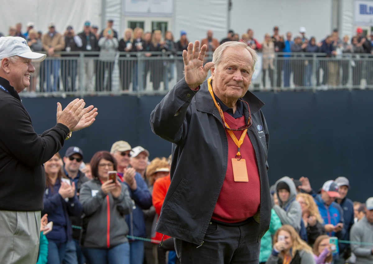 Jack Nicklaus greets fans before the Opening Ceremonies of the Sanford International at Minnehaha County Club on September 21, 2018 in Sioux Falls, South Dakota. Tasos Katopodis/Getty Images/AFP