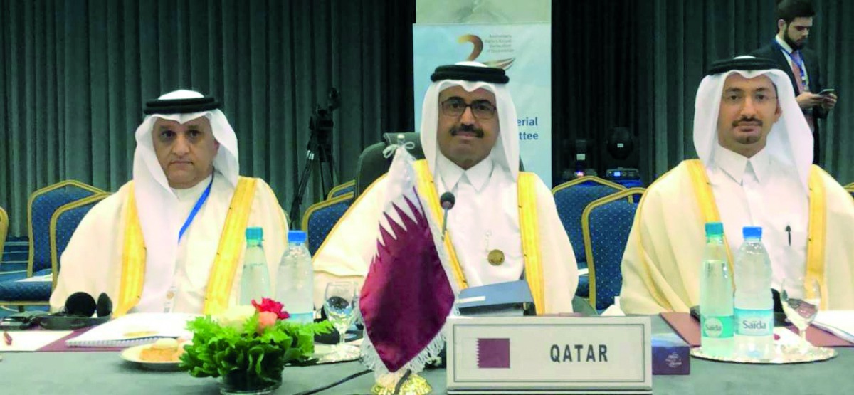 Qatari delegation, headed by Minister of Energy and Industry H E Dr Mohammed bin Saleh Al Sada (centre), during the Algiers Agreement celebrations in Algeria.