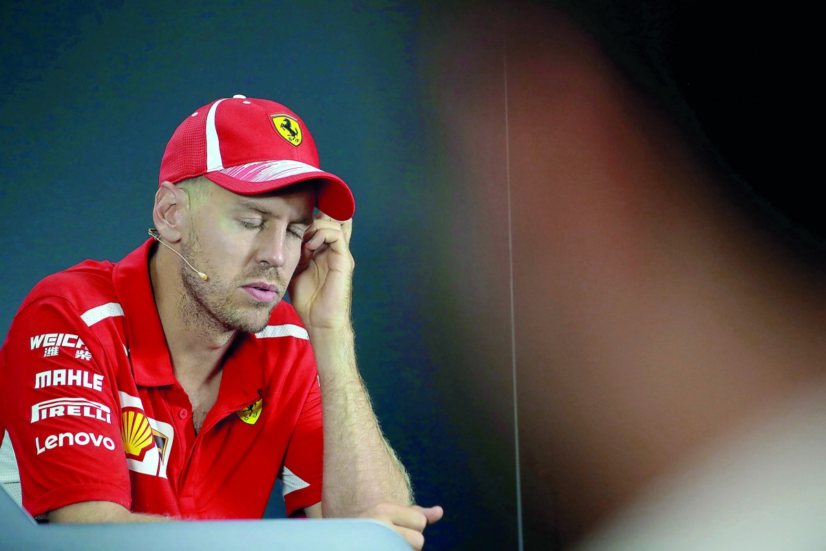 Ferrari's Sebastian Vettel during the press conference after the race (Formula One F1 - Singapore Grand Prix - Marina Bay Street Circuit, Singapore - September 16, 2018 ). Reuters/Feline Lim