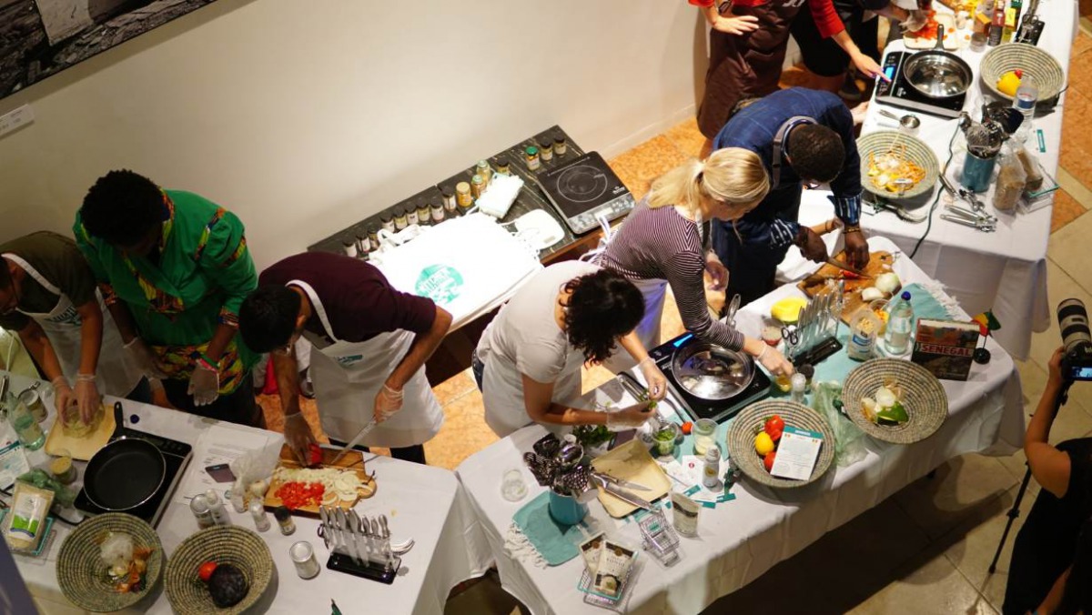 Chefs partake in the Kitchen Connection cooking challenge at New York University, New York, United States September 25, 2018. Courtesy: Ivan Halpern, @theinsurgoproject 