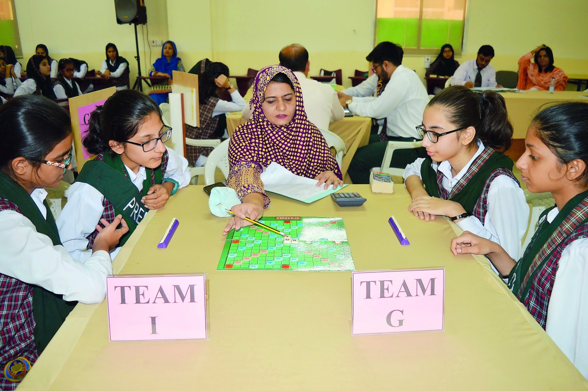 The Pakistan International School Qatar (PISQ)  students during the Annual Scrabble Tournament.