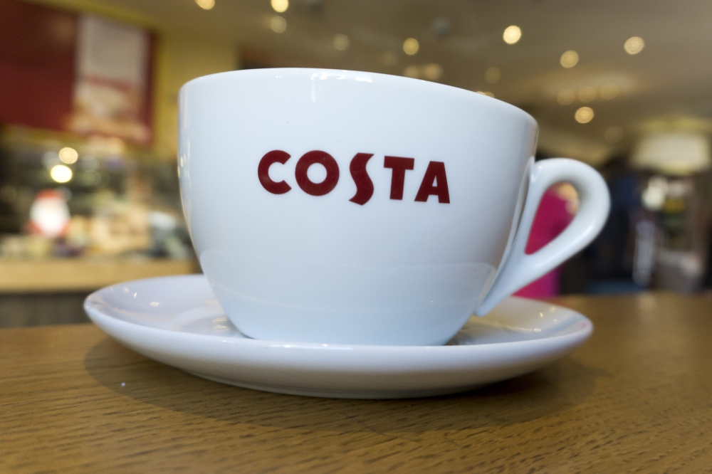 In this file photo taken on November 17, 2017, a mug of coffee is pictured inside a branch of a Costa coffee shop in London. (AFP/Justin Tallis) 