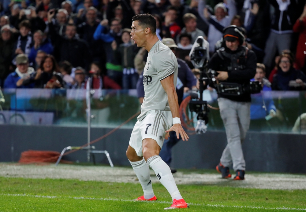 Juventus' Cristiano Ronaldo celebrates scoring their second goal REUTERS/Stefano Rellandini
