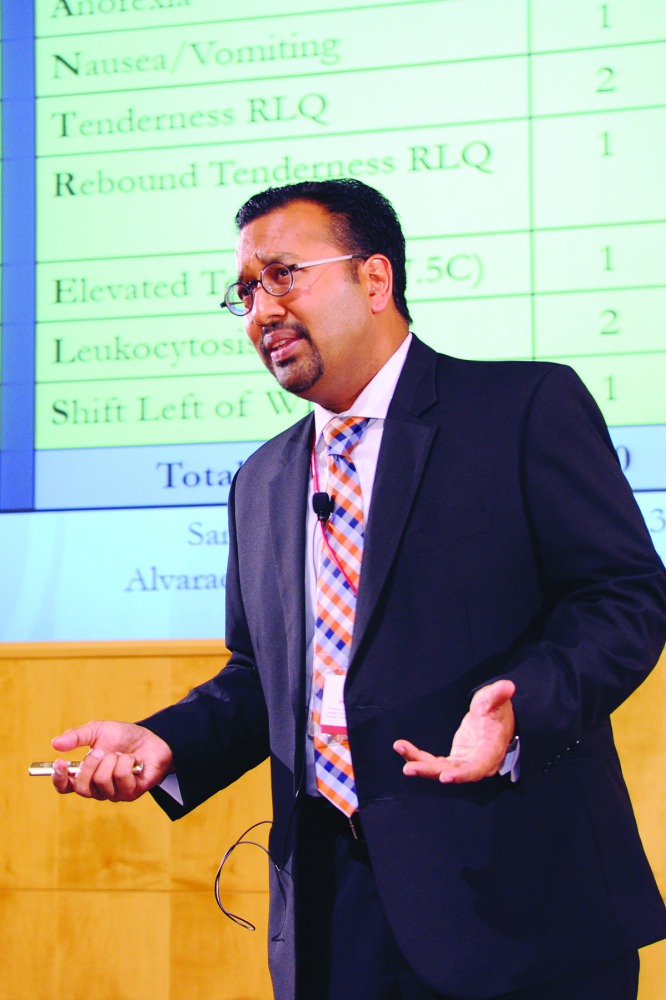 Dr  Dewesh Agrawal speaking at WCM-Q’s Grand Rounds.