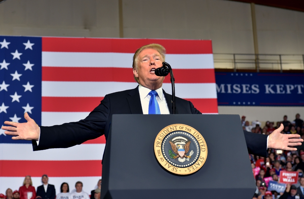 US President Donald Trump speaks during a 