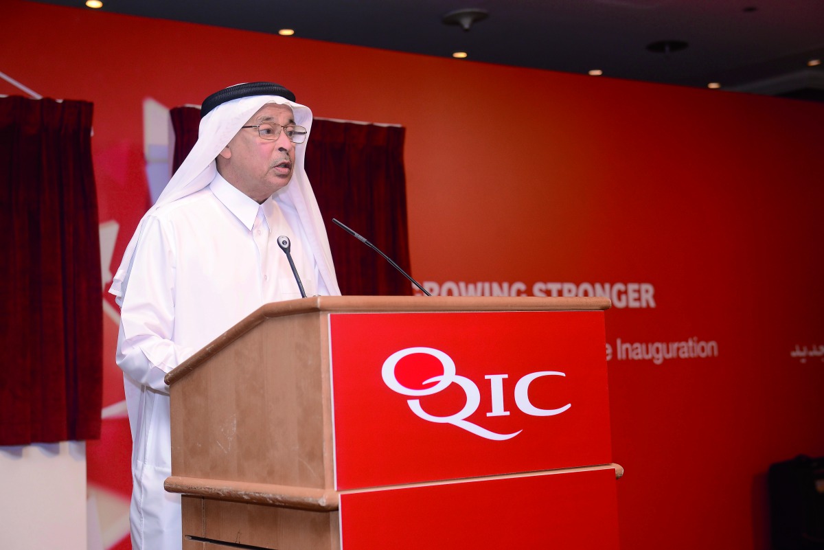 Khalaf Ahmed Al Mannai, the Chairman of OQIC, delivering a welcome speech at the event. 