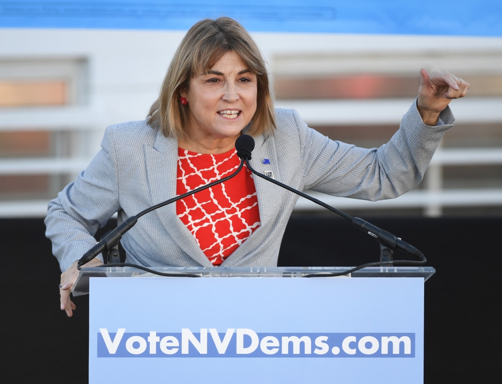 Democratic candidate for Nevada Lt. Gov. Kate Marshall speaks during a rally at the Culinary Workers Union Hall Local 226 featuring former U.S. Vice President Joe Biden as he campaigns for Nevada Democratic candidates on October 20, 2018 in Las Vegas, Nev