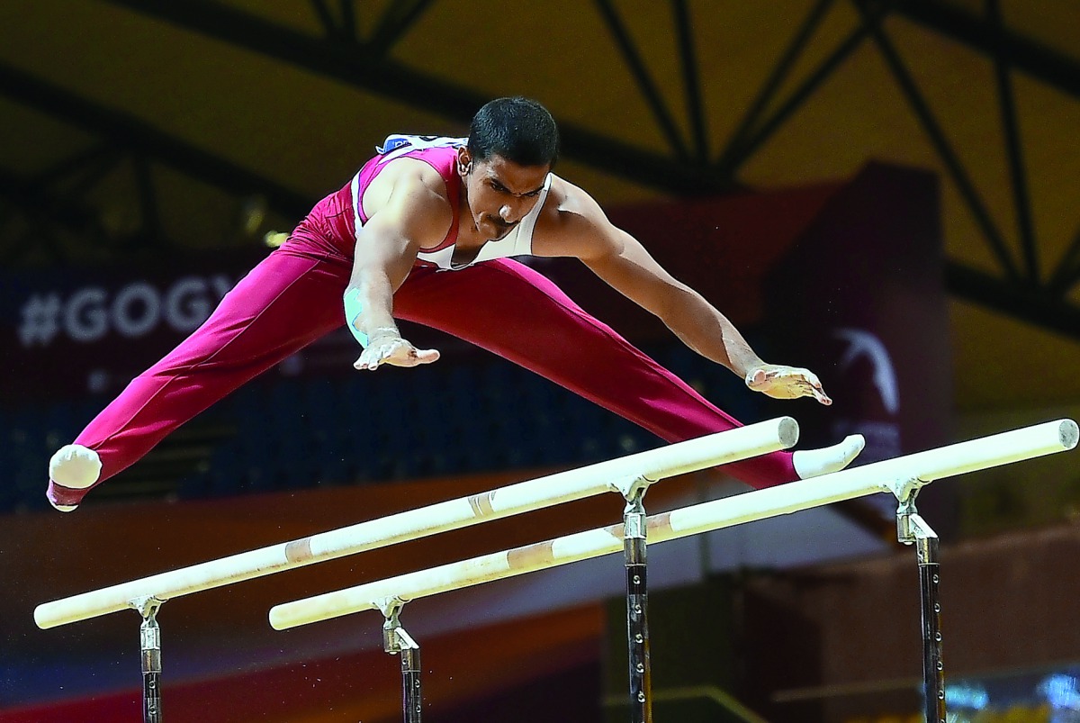 Qatar’s Ahmed Al Dayani in action at the Aspire Dome yesterday. Picture: Sayed Omar 