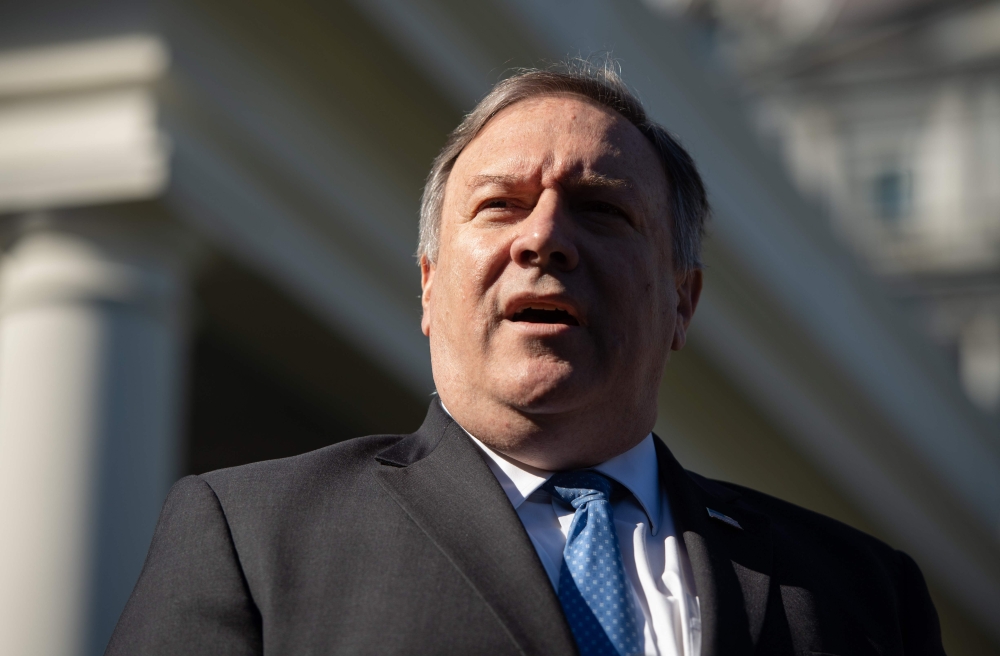 (FILES) In this file photo taken on October 18, 2018, US Secretary of State Mike Pompeo speaks to the press. AFP / SAUL LOEB