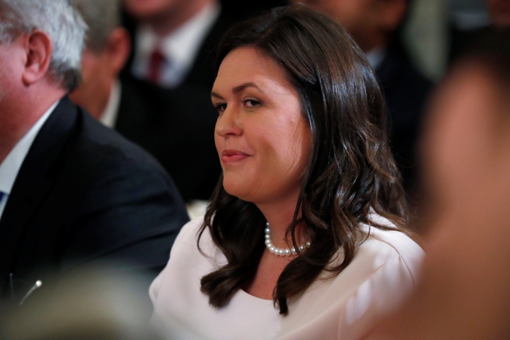 White House Press Secretary Sarah Sanders attends a news conference held by President Donald Trump following midterm U.S. congressional elections at the White House November 7, 2018. Reuters/Kevin Lamarque