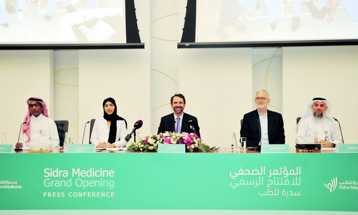 FROM LEFT: Dr Mansour Ali,Chief of  Surgery, Dr  Aisha Ahmad AA Yousuf, Director, Consultant and Director in Minimally Invasive and Robotic Gynecology Surgery, Peter Morris,CEO, Sidra Medicine, Prof Christof Von Kalle, Chief Research Officer and Prof Ibra