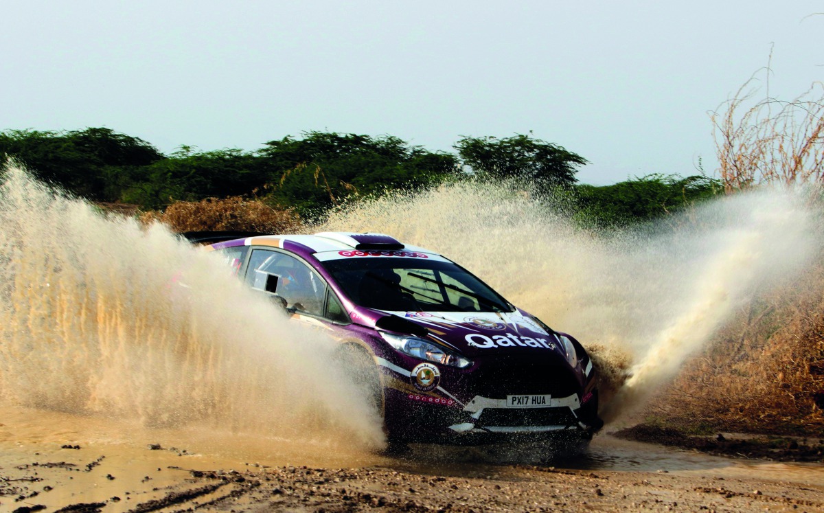 Nasser Saleh Al Attiyah makes a splash in Jordan in this file photo, and faces the possibility of a wet stage surface in Qatar. 