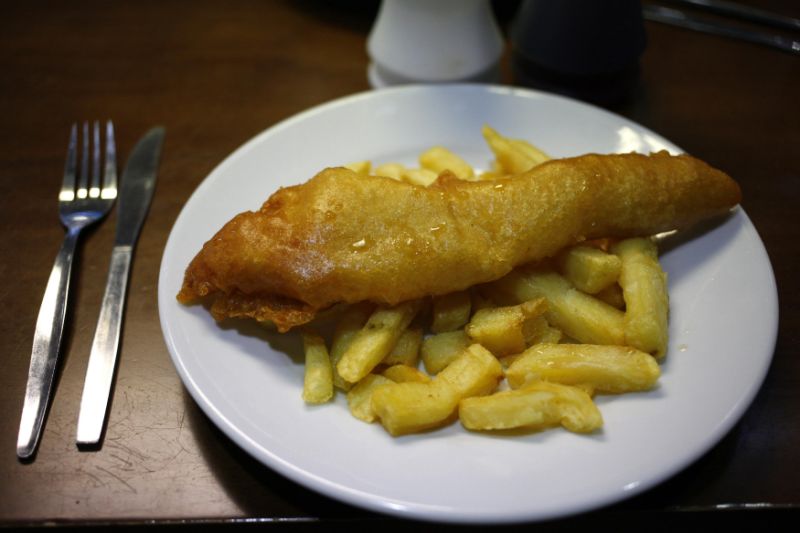 Fish and chips are seen in a sea front cafe in Blackpool, northern England September 8, 2013. Reuters/Phil Noble