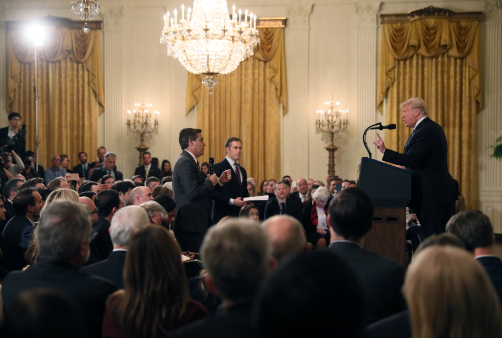Jim Acosta of CNN questions US President Donald Trump during his news conference following midterm US congressional elections at the White House, November 7, 2018. Reuters/Jonathan Ernst