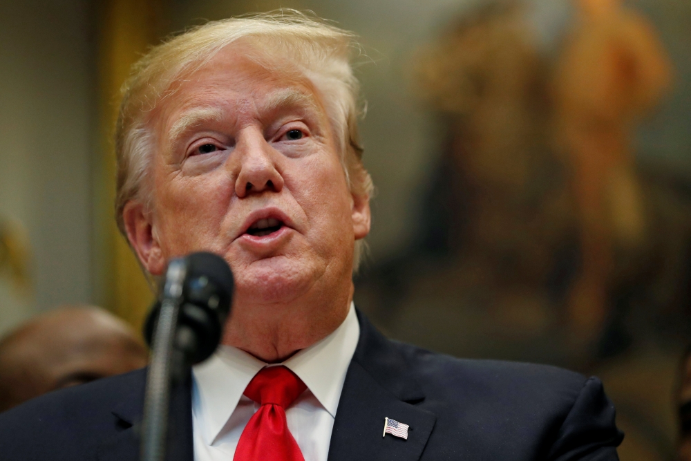 US President Donald Trump speaks about the 