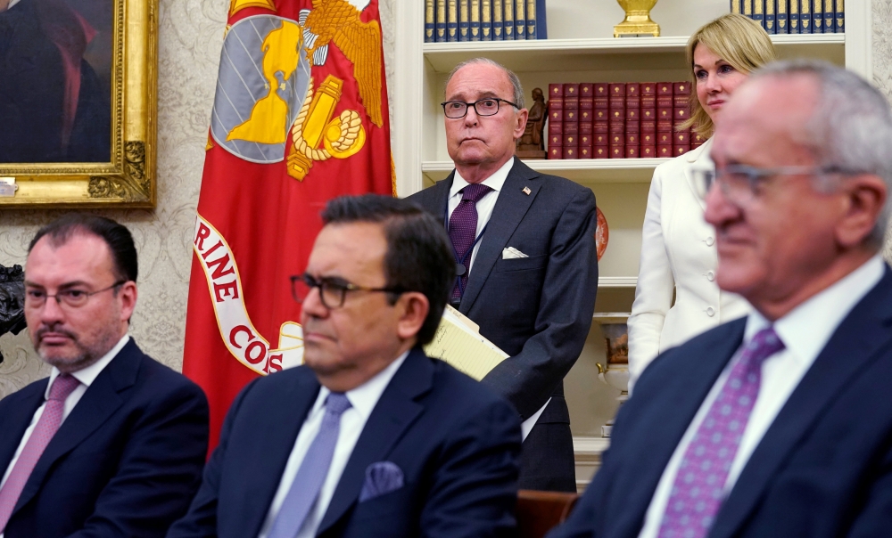 File photo: Mexico FM Luis Videgaray and Economy Minister Ildefonso Guajardo  with White House chief economic adviser Larry Kudlow and Jesus Seade 