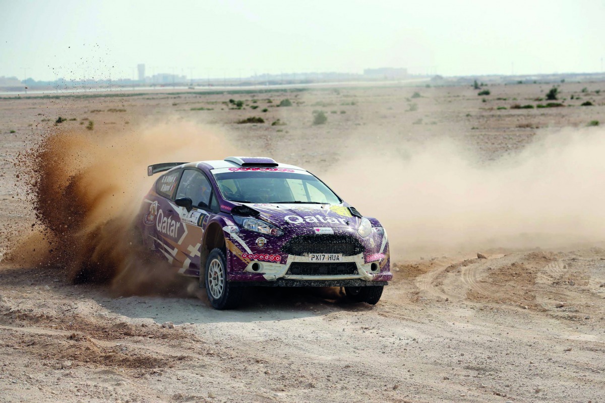 Qatari driver Nasser Saleh Al Attiyah driving his Ford Fiesta R5 during the opening special stages of the Manateq International Rally of Qatar yesterday.