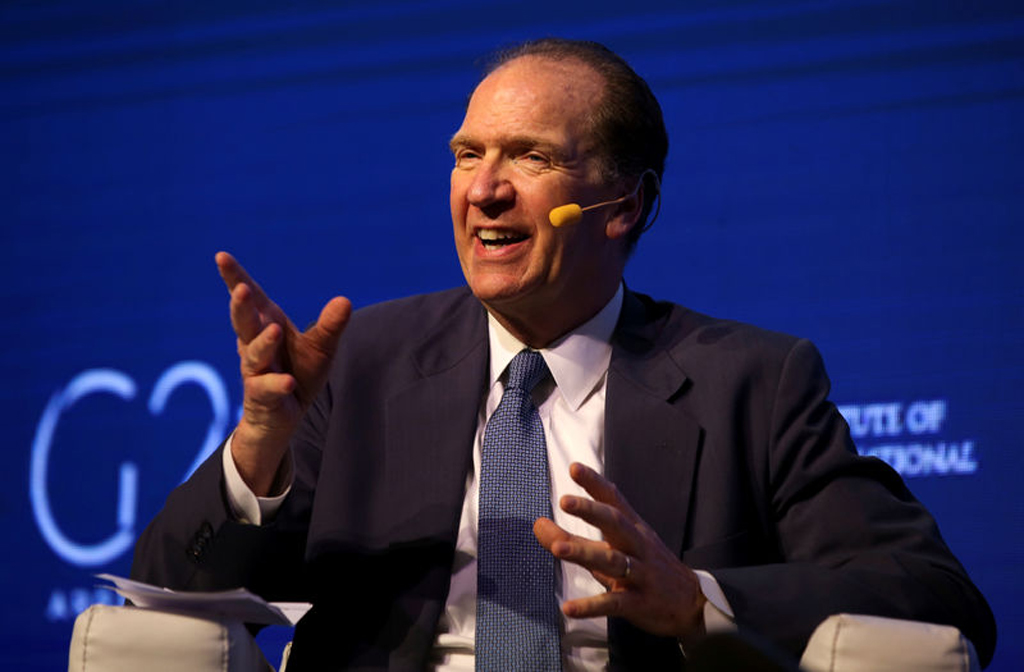 File photo of David Malpass, Under Secretary for International Affairs at the US Department of the Treasury, gestures during the 2018 G20 Conference entitled 