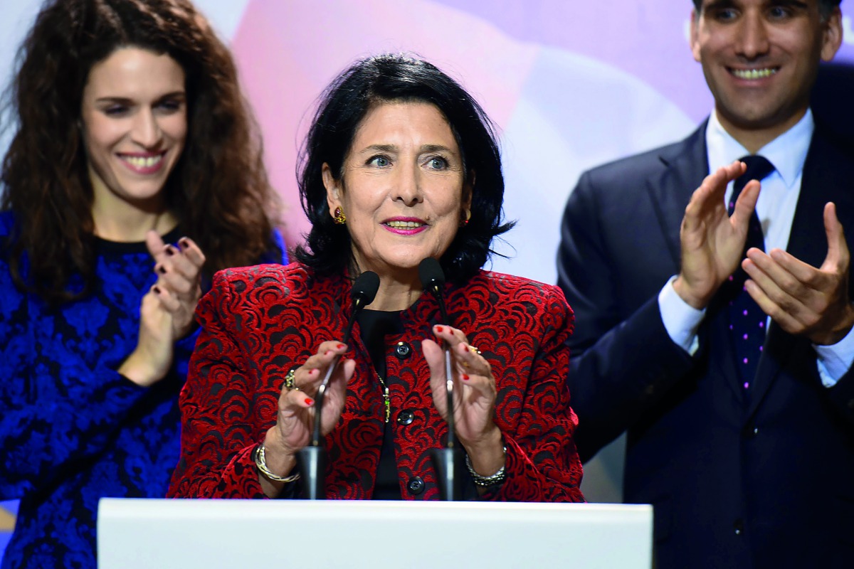 Salome Zurabishvili addresses the media in Tbilisi on November 28, 2018.  AFP / Vano Shlamov