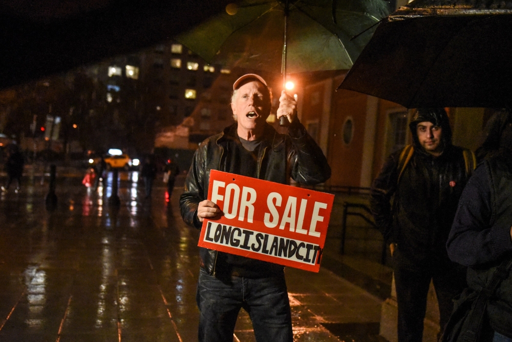 People opposed to Amazon's plan to locate a headquarters in New York City hold a protest in Court House Square on November 26, 2018 in the Long Island City neighborhood of the Queens borough of New York City. Stephanie Keith/Getty Images/AFP