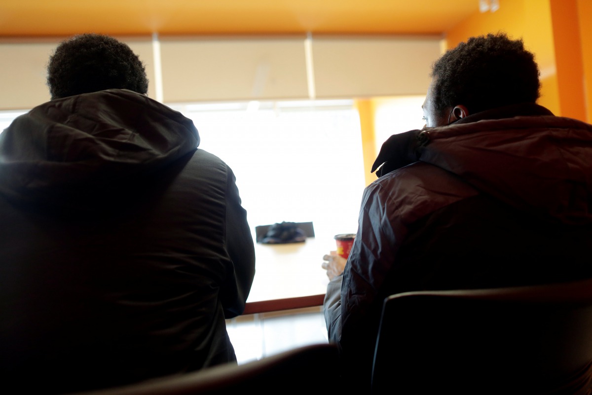 Refugees from Ghana are interviewed at the Welcome Place in Winnipeg, Manitoba, Canada, February 1, 2017. Reuters/Lyle Stafford