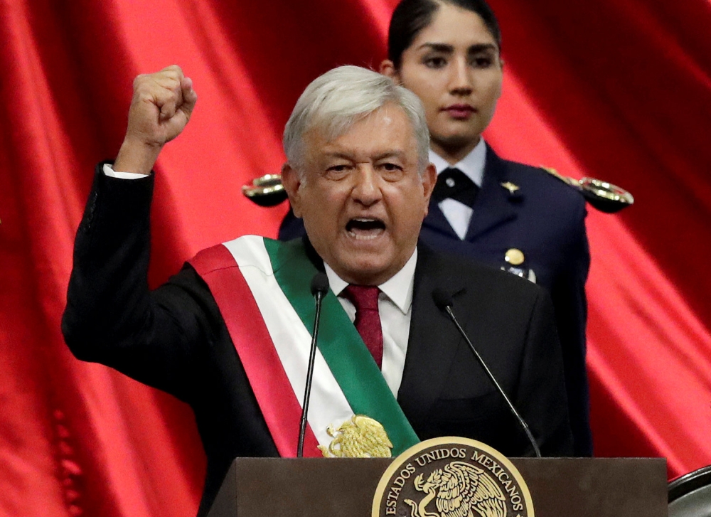 Mexico's new President Andres Manuel Lopez Obrador gestures during his inauguration ceremony at Congress, in Mexico City, Mexico December 1, 2018. REUTERS/Henry Romero 