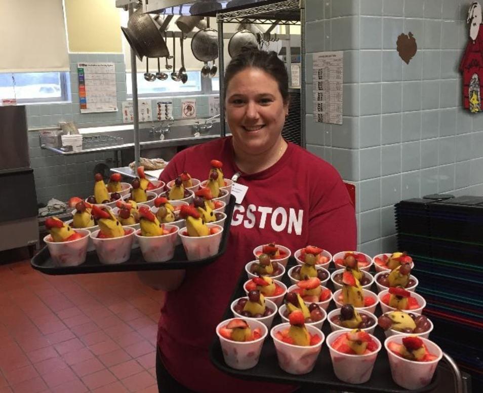 Stacey Truman, school cafeteria manager at Kingston Elementary in Virginia Beach, with a batch of 