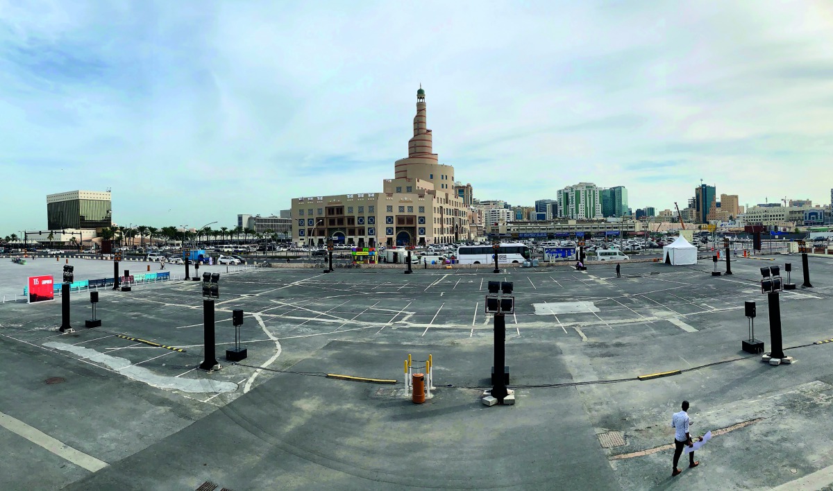 A view of the 3D Sonic Installation (105+dB) at Al Ahmed Square, Souq Waqif which is part of fifth Qatar-British Festival. 