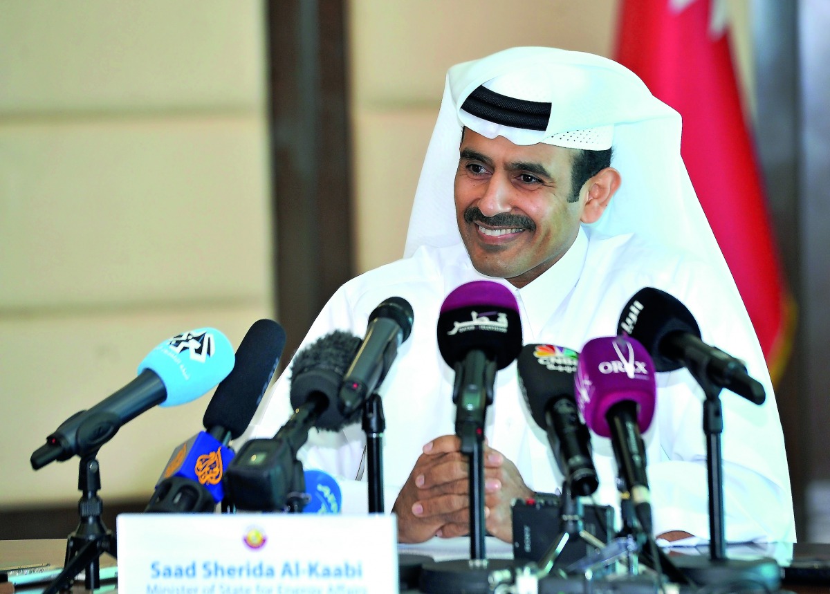 Minister of State for Energy Affairs H E Saad bin Sherida Al Kaabi addressing the media at the Qatar Petroleum headquarters in Doha yesterday. Pic: Salim Matramkot / The Peninsula
