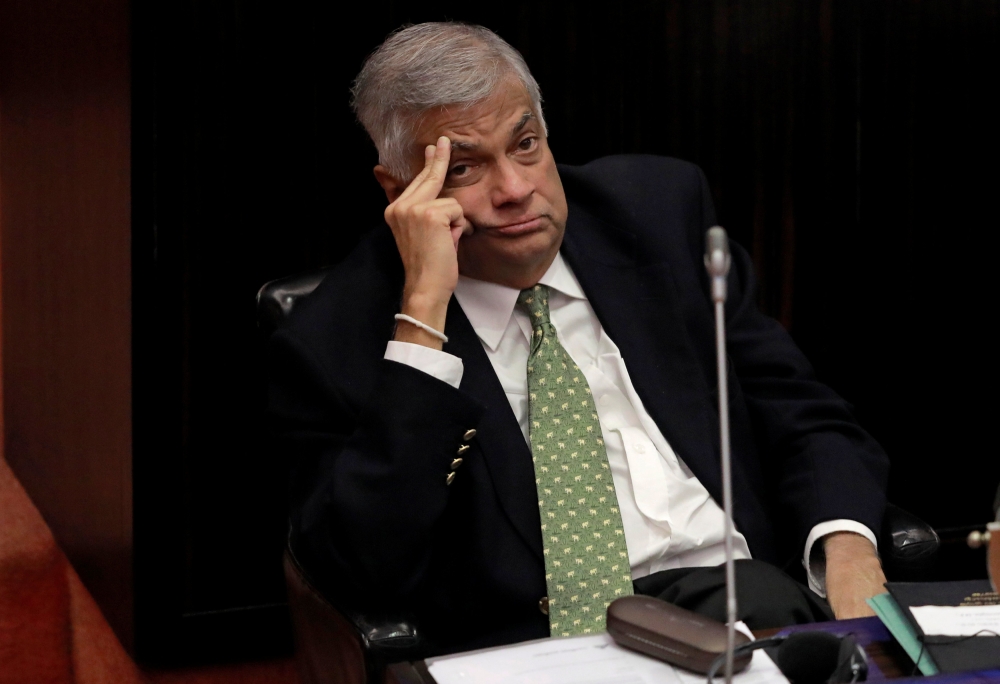 Sri Lanka's ousted Prime Minister Ranil Wickremesinghe looks on during a parliament session in Colombo, Sri Lanka December 5, 2018. REUTERS/Dinuka Liyanawatte