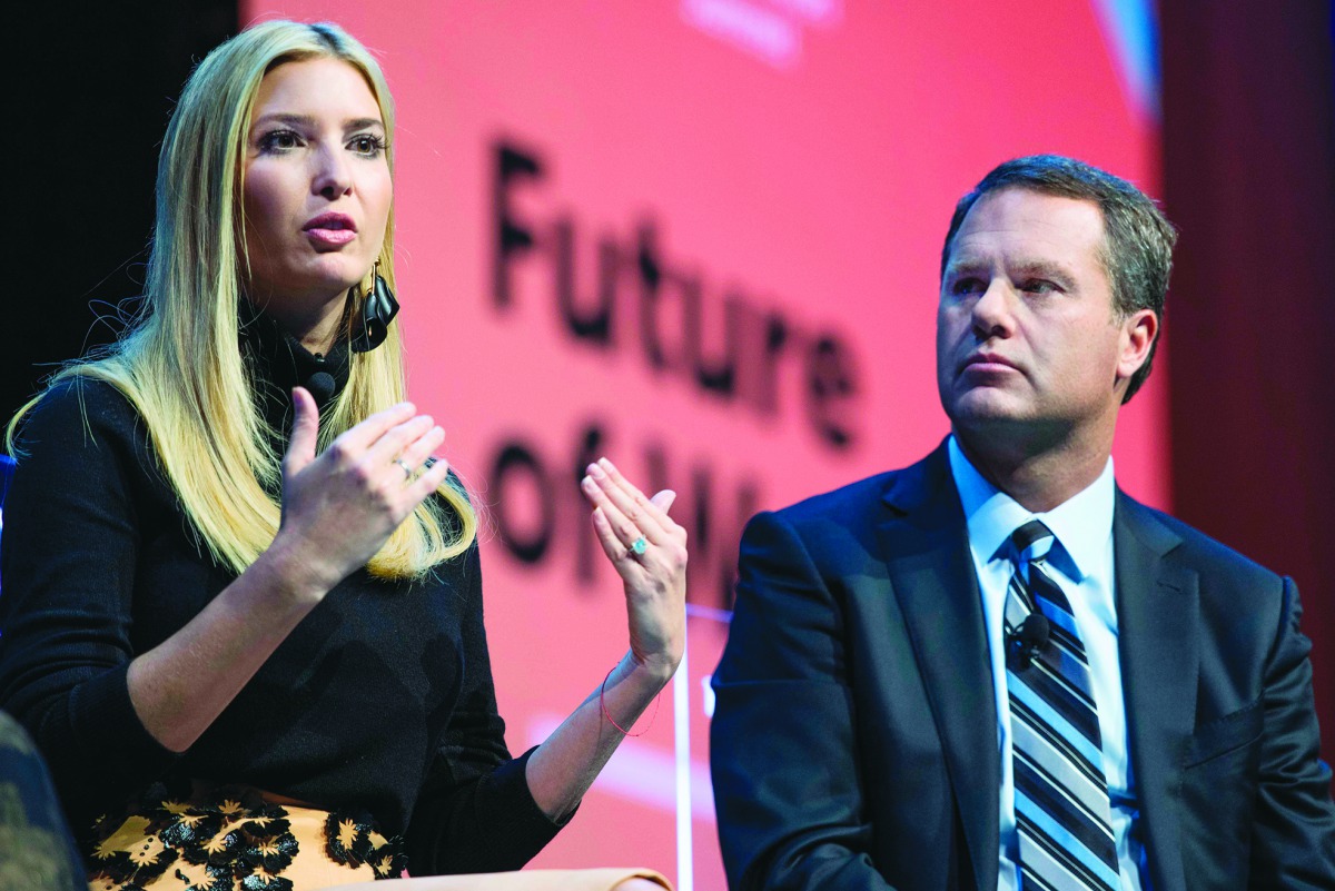 Ivanka Trump speaks with Walmart CEO Doug McMillon during the Business Roundtable CEO Innovation Summit in Washington, DC on December 6, 2018. AFP / Jim Watson
