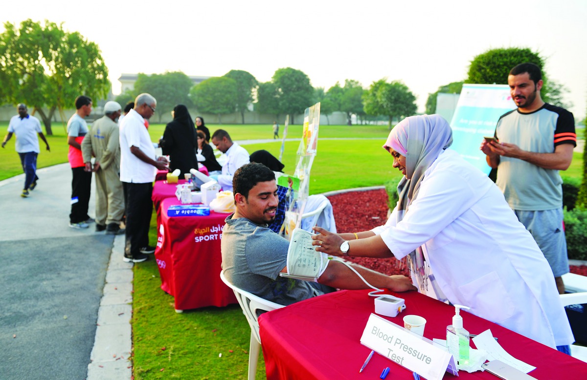 Residents undergoing health check-ups during the ‘Fitness and Health 2018’ event organised by QOC in collaboration with Qatar Diabetes Association, at the Aspire Park.  Pic: Salim Matramkot / The Peninsula