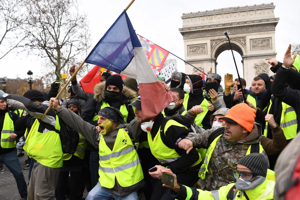 Protestors wearing 