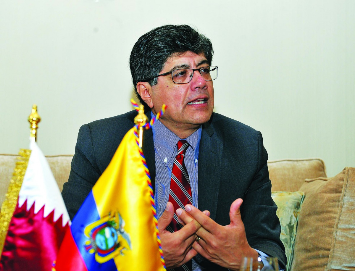 The Minister of Foreign Affairs and Human Mobility of Ecuador, Jose Valencia, talking to The Peninsula.    Pic: Salim Matramkot/The Peninsula
