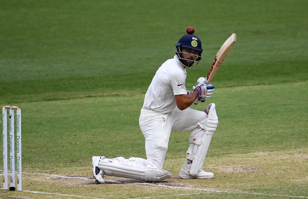 India's batsman Virat Kohli plays a shot during day two of the second Test cricket match between Australia and India in Perth on December 15, 2018. AFP / WILLIAM WEST 