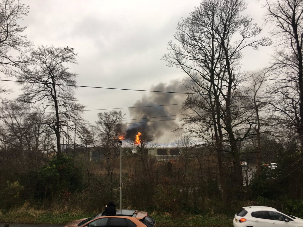 A fire is seen at Chester Zoo, Britain December 15, 2018 in this picture obtained from social media. REBECCA CLOUGH/ REUTERS