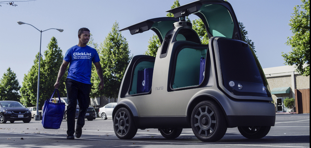 Kroger - the nation's largest grocery chain - announced a new partnership with Nuro, a Silicon Valley startup that produces a self-driving, unmanned vehicle known as the R1 for grocery deliveries. Kroger Co. handout photo