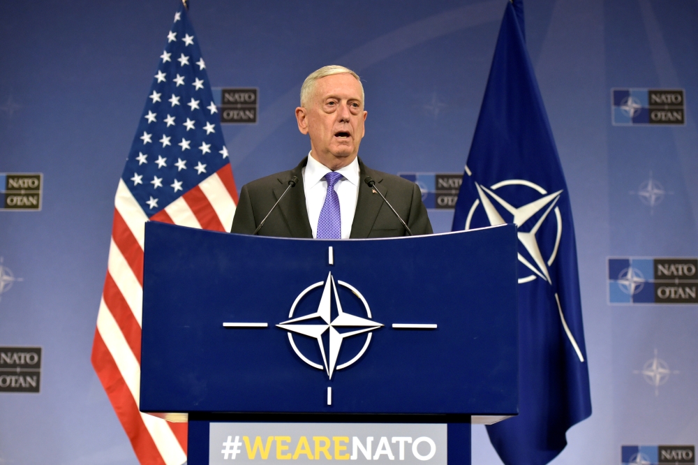 File photo of U.S. Secretary of Defence Jim Mattis gives a news conference after a NATO defence ministers meeting at the Alliance headquarters in Brussels, Belgium June 29, 2017. REUTERS/Eric Vidal/File Photo