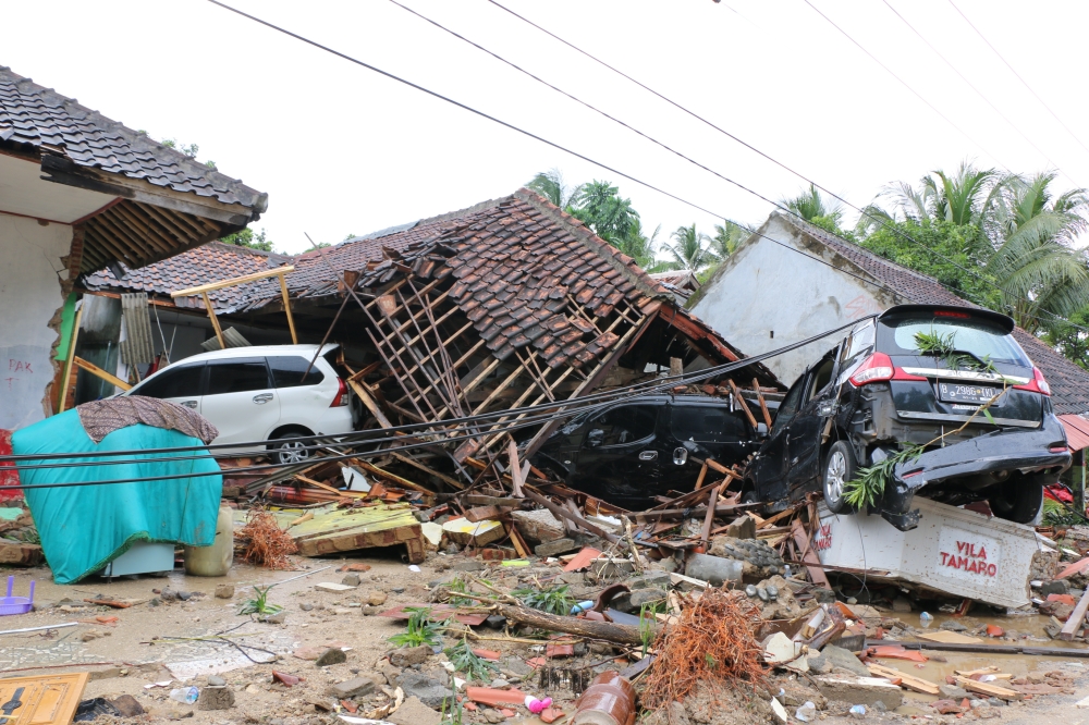 Damage is seen after tsunami waves hit the Pandeglang, Serang, South Lampung and Tanggamus Regencies on December 24, 2018, in Pandeglang, Indonesia. Mahmut Atanur - Anadolu
