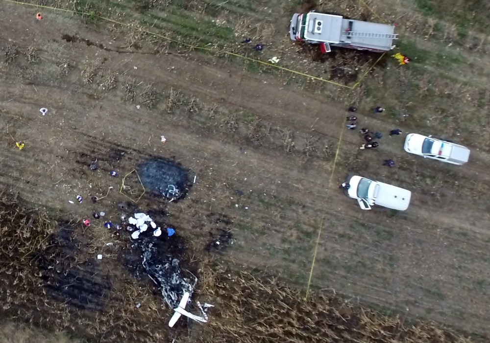 Site of a helicopter accident in which the governor of the Mexican state of Puebla, Martha Erika Alonso, and her husband, senator and former governor of the same region, Rafael Moreno, died when the chopper plummeted to the ground in San Pedro Tlaltenango