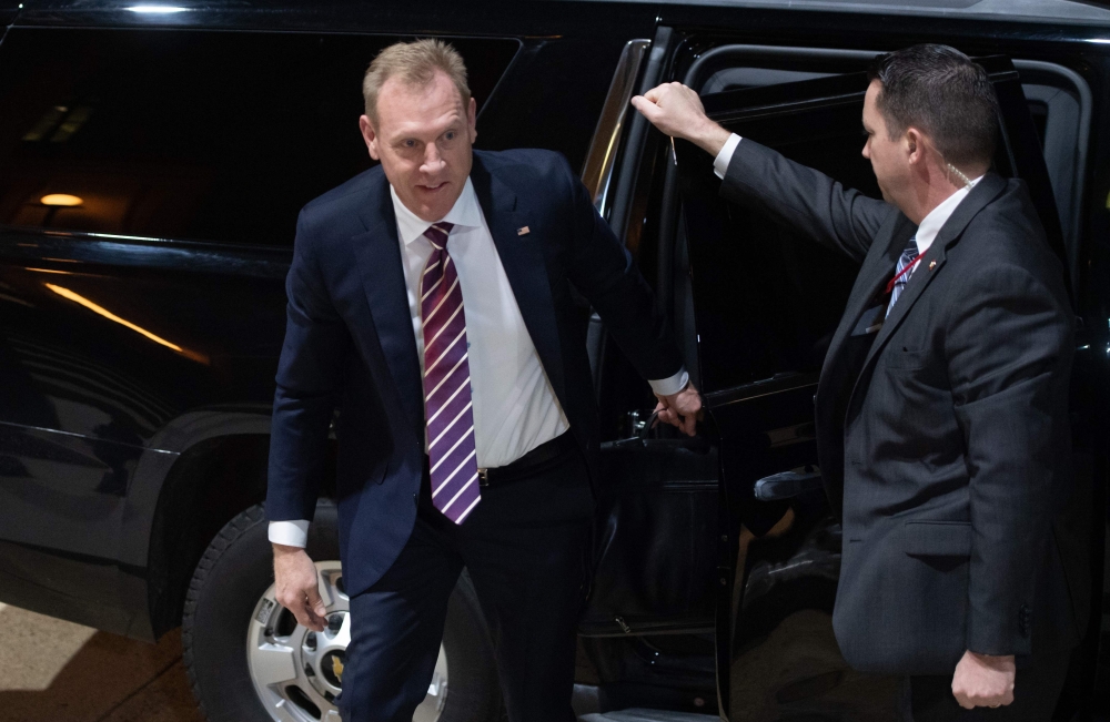 Acting US Secretary of Defense Patrick Shanahan, arrives for his first day in his new job at the Pentagon in Washington, DC, January 2, 2019.  AFP / SAUL LOEB