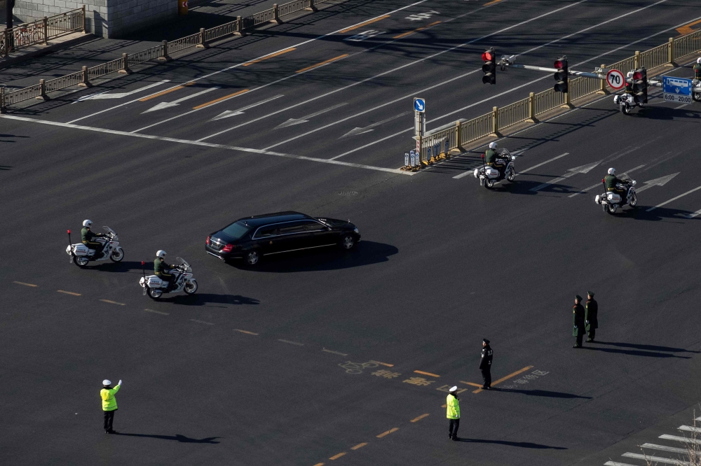 A vehicle in the motorcade of North Korean leader Kim Jong Un is seen in Beijing on January 8, 2019. AFP / Nicolas ASFOURI