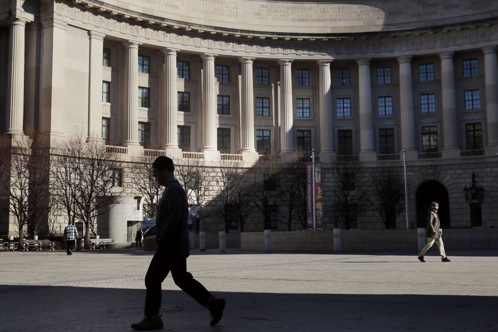 The normally busy Ronald Reagan Building and International Trade Center adjoining Woodrow Wilson Plaza is mostly quiet as the partial federal government shutdown continues January 10, 2019 in Washington, DC. Chip Somodevilla/Getty Images/AFP 
