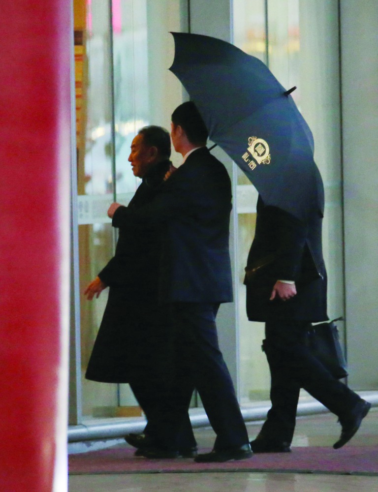 Senior North Korean official Kim Yong Chol (L) arrives at the international airport as he leaves for Washington from Beijing, China January 17, 2019. Reuters/Jason Lee 