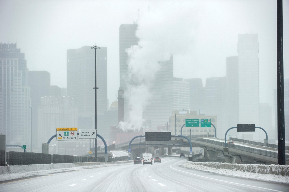 Ice and snow cover Interstate 93 through the city during Winter Storm Harper in Boston, Massachusetts on January 20, 2019. AFP / Joseph Prezioso 