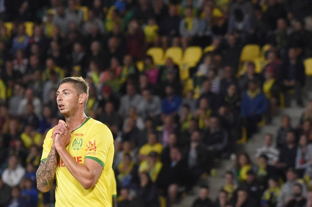 (FILES) This file photo taken on August 25, 2018 shows Nantes' Argentinian forward Emiliano Sala at La Beaujoire stadium in Nantes, western France, on August 25, 2018. AFP / SEBASTIEN SALOM GOMIS